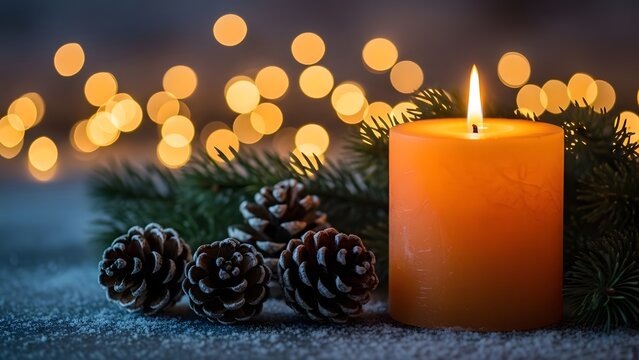 Holiday candle with lights