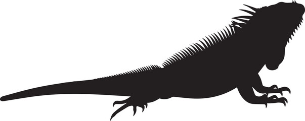 iguana side view silhouette vector flat illustration design