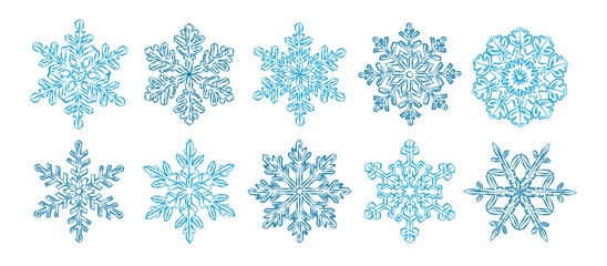 Snowflake in Hand-drawn style set, whimsical drawing decoration illustration for Christmas, New Year, greeting cards, invitations, birthday party, gift, vector element