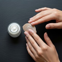 Hands Applying Moisturizing Cream on Skin in Skincare Routine