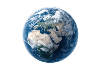 Earth globe showing Europe Africa and Middle East from space planet cosmos, Isolated On White Background, Png Transparent