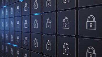 Secure digital world with lock icons for cybersecurity branding and data protection marketing, a modern illustration emphasizing trust and reliability