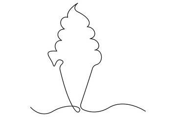 Continuous One line drawing of Ice cream single line vector illustration editable stroke. isolated on white background
