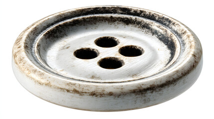 Vintage Silver Button with Four Holes