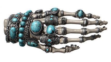 Skeleton Hand with Turquoise Jewelry