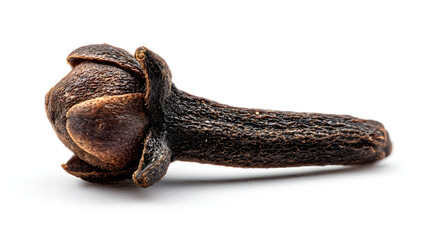 Single Dried Clove on White Background