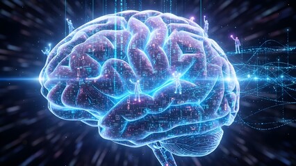 Explore the cutting edge of artificial intelligence with this stunning brain visualization, perfect for tech innovation and future concepts