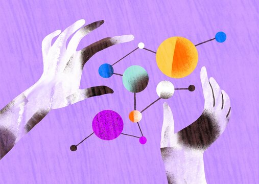 structural chain with multi-colored circles