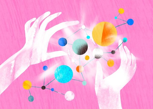 structural chain with multi-colored circles