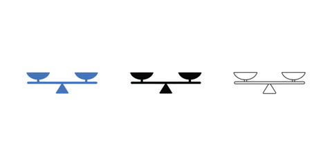 Minimal balance scale icon set, Filled, Solid, and outline style vector
