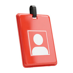 Red ID badge with person icon