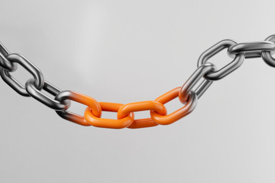 Steel and Orange Chain on White Background