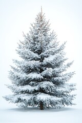 Obraz premium Capture the magic of winter with this snow covered evergreen tree perfect for holiday cards and seasonal promotions