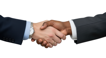 High resolution diverse business handshake on white background design mockup featuring handshake, business, agreement on clean white background for product presentation use