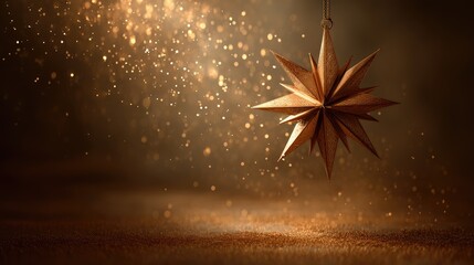 Elegant Wooden Star Ornament with Soft Glittering Background for Festive Decor and Holiday Celebrations