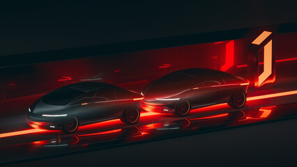 Electric car charging station with futuristic design and features