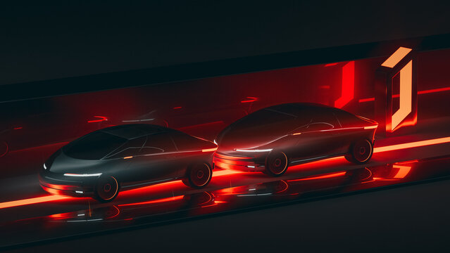 Electric car charging station with futuristic design and features