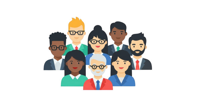 Diverse Business Team Group Illustration creative composition showing people, group, team concept ideal for professional branding and digital marketing visuals - Powered by Adobe