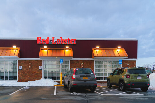 New Hartford, NY - Nov 27, 2025: Red Lobster is a casual dining seafood restaurant chain headquartered in Orlando, Florida, with approximately 545 locations worldwide and 568 restaurants across theUSA