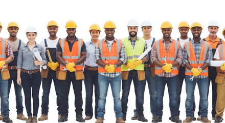 Stylish diverse construction team ready for work flat lay scene highlighting construction, workers, team perfect for catalog template or visual brand identity design