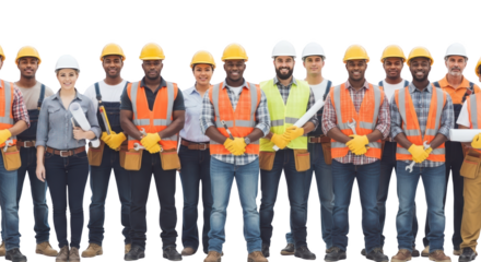 Stylish diverse construction team ready for work flat lay scene highlighting construction, workers, team perfect for catalog template or visual brand identity design