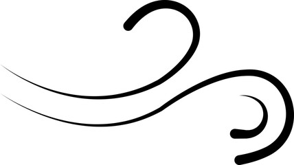 Black Wind Breeze Swirl Icon in Flat Line Style, Air Flow Symbol Pack with Abstract Curved Gust Shapes, Minimal Outline Weather Elements and Motion Lines Vector Illustration