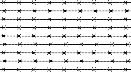 Seamless horizontal barbed wire pattern with parallel twisted strands vintage hand drawn security fencing vector background texture for industrial design