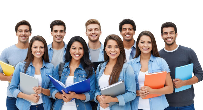 Diverse Group of Smiling Students creative composition showing students, education, learning concept ideal for professional branding and digital marketing visuals - Powered by Adobe