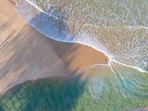 Wave patterns at the mouth of a coastal stream