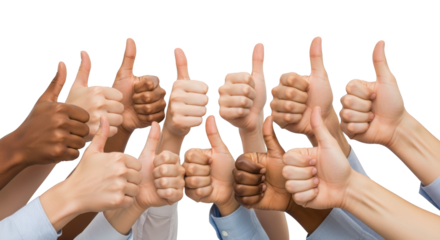 Stylish diverse hands giving thumbs up flat lay scene highlighting thumbs, up, hands perfect for catalog template or visual brand identity design