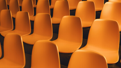 Seating arrangement in an empty sports stadium during daylight hours