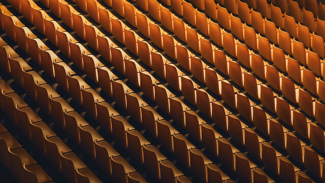 Seating arrangement in an empty sports stadium during daylight hours