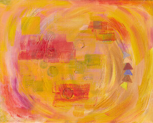 Warm Luminous Abstract Oil Painting Circular Energy