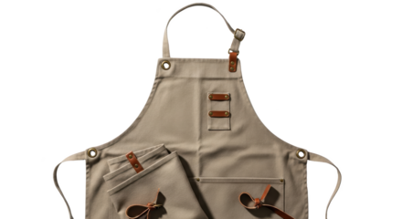 Creative durable canvas work apron with leather accents presentation showing apron, canvas, work concept suitable for advertising or e-commerce design