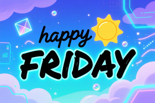 Joyful bright digital illustration celebrating the happiness of friday with vibrant colors and - Powered by Adobe