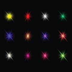 Colorful Starburst and Lens Flare Effects Collection