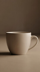 Elegant Ceramic Mug on Neutral Surface in Soft Lighting.