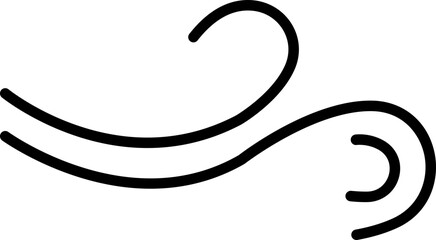 Black Wind Breeze Swirl Icon in Flat Line Style, Air Flow Symbol Pack with Abstract Curved Gust Shapes, Minimal Outline Weather Elements and Motion Lines Vector Illustration