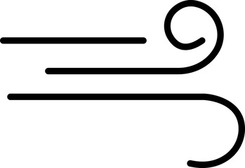 Black Wind Breeze Swirl Icon in Flat Line Style, Air Flow Symbol Pack with Abstract Curved Gust Shapes, Minimal Outline Weather Elements and Motion Lines Vector Illustration