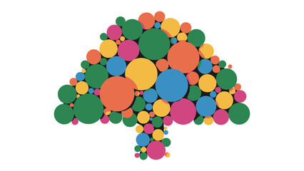 Colorful Circles Tree: A vibrant and modern representation of a tree is crafted from overlapping, colorful circles, symbolizing growth and interconnectedness