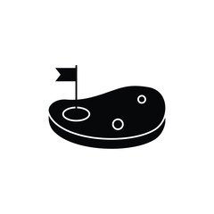 Black silhouette icon of a golf course green with a flag in the hole, representing the sport of golf.
