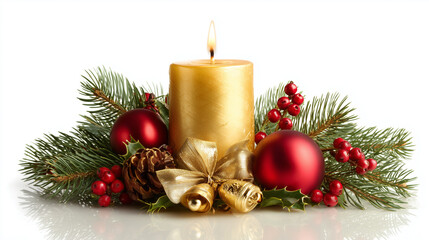 Elegant Christmas candle display with red and gold accents