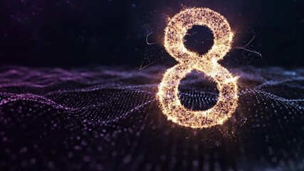 Fluid animation showcasing a numerical sequence materializing from cosmic dust and nebulae, emphasizing growth and transformation without human intervention.