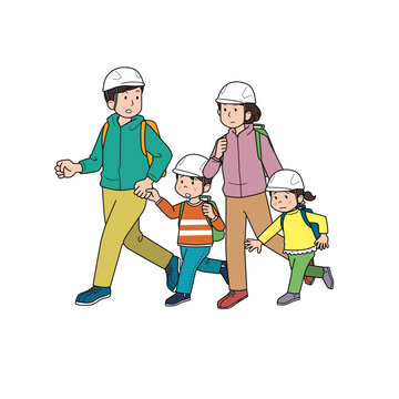 避難する家族のイラスト