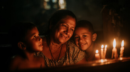 Family sharing peaceful candlelight devotion during the spiritual and heartfelt celebration of the San Juan Bosco Feast
