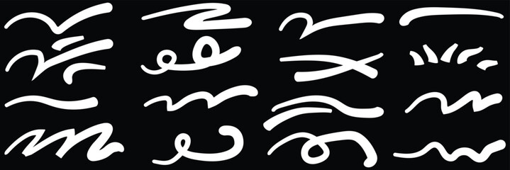 Red underline doodle pencil hand drawn elements set. Grunge line ellipses, Line pen brush marker stroke underline vector set. Hand drawn doodle sketch pen brush stroke scribble underline. Red squiggle