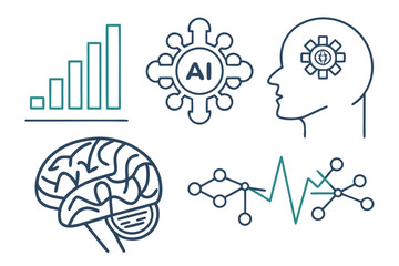 AI and Brain Function Icons with Data Visualization clean machine