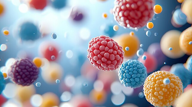 An abstract image featuring various colorful spheres and bokeh effects, creating a sense of depth and movement. - Powered by Adobe