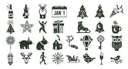 Fototapeta premium Festive Christmas Elements Collection.