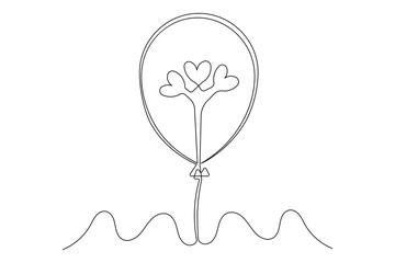 Celebration party balloon simple single line art drawing outline minimal